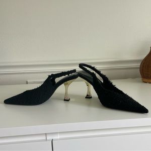 COPY - Zara Black Fabric Slingback Heels